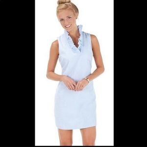 Mud Pie White Denim Ruffle Collar Mini Dress - Large